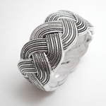 Braided Silvertone Hinged Cuff Bracelet